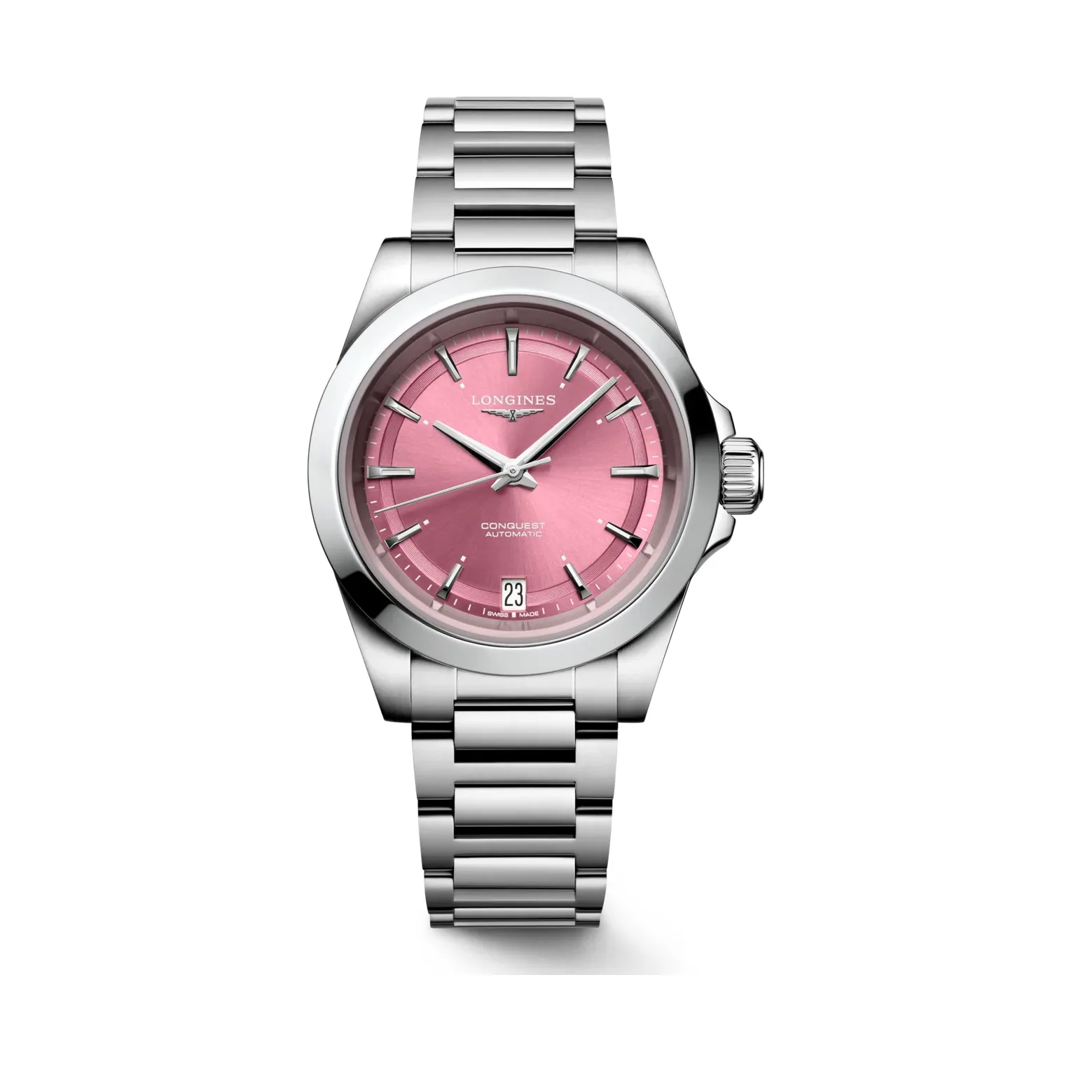 Longines Conquest Pink Edelstahlband 34 mm Damenuhr L3.430.4.99.6