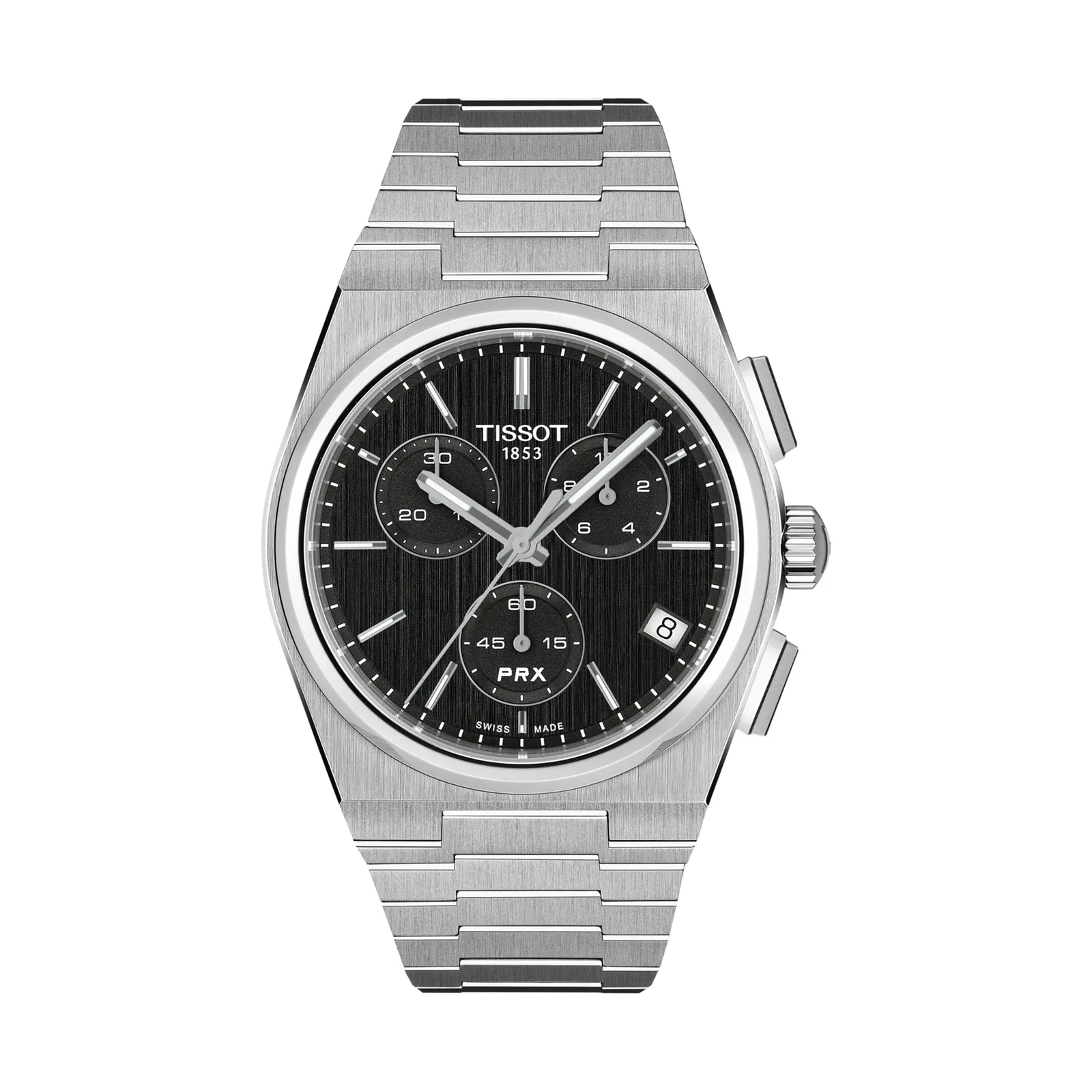 Tissot PRX Chronograph Quarz 41 mm Edelstahlband Schwarz Herrenuhr T137.417.11.051.00