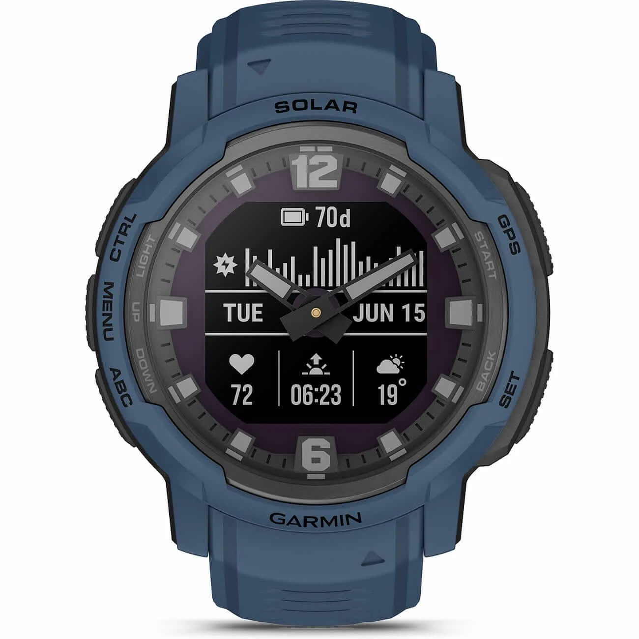 Garmin Instinct Crossover Solar Blau Herrenuhr 010-02730-02