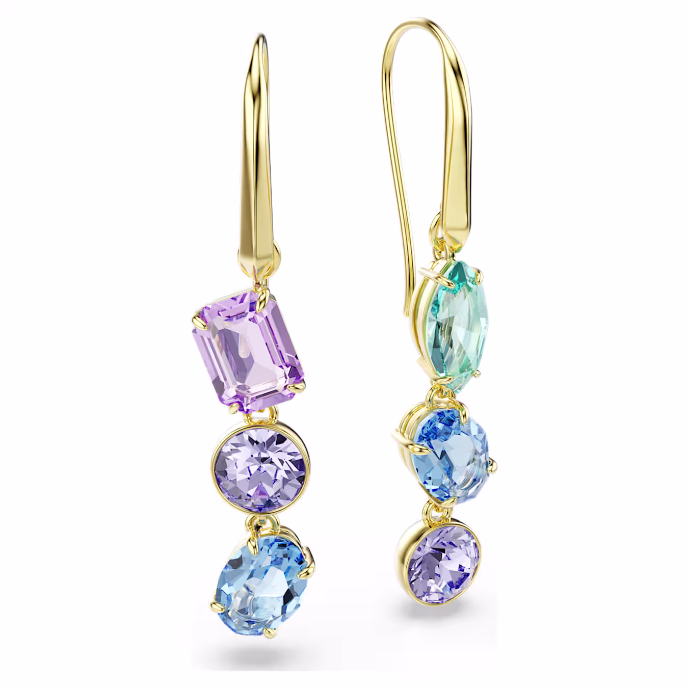 Swarovski  Gema Drop-Ohrhänger Asymmetrisches Design, Verschiedene Schliffe, Mehrfarbig