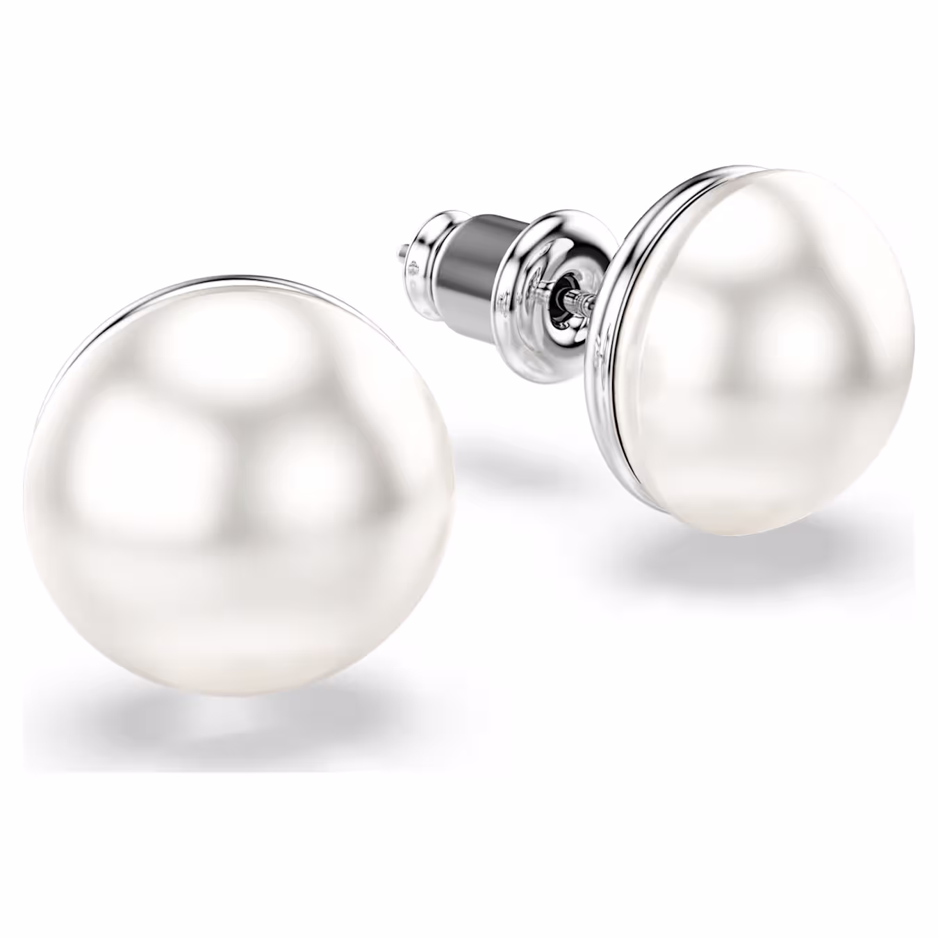 Swarovski  Matrix Ohrstecker Kristallperle, Weiß, Rhodiniert