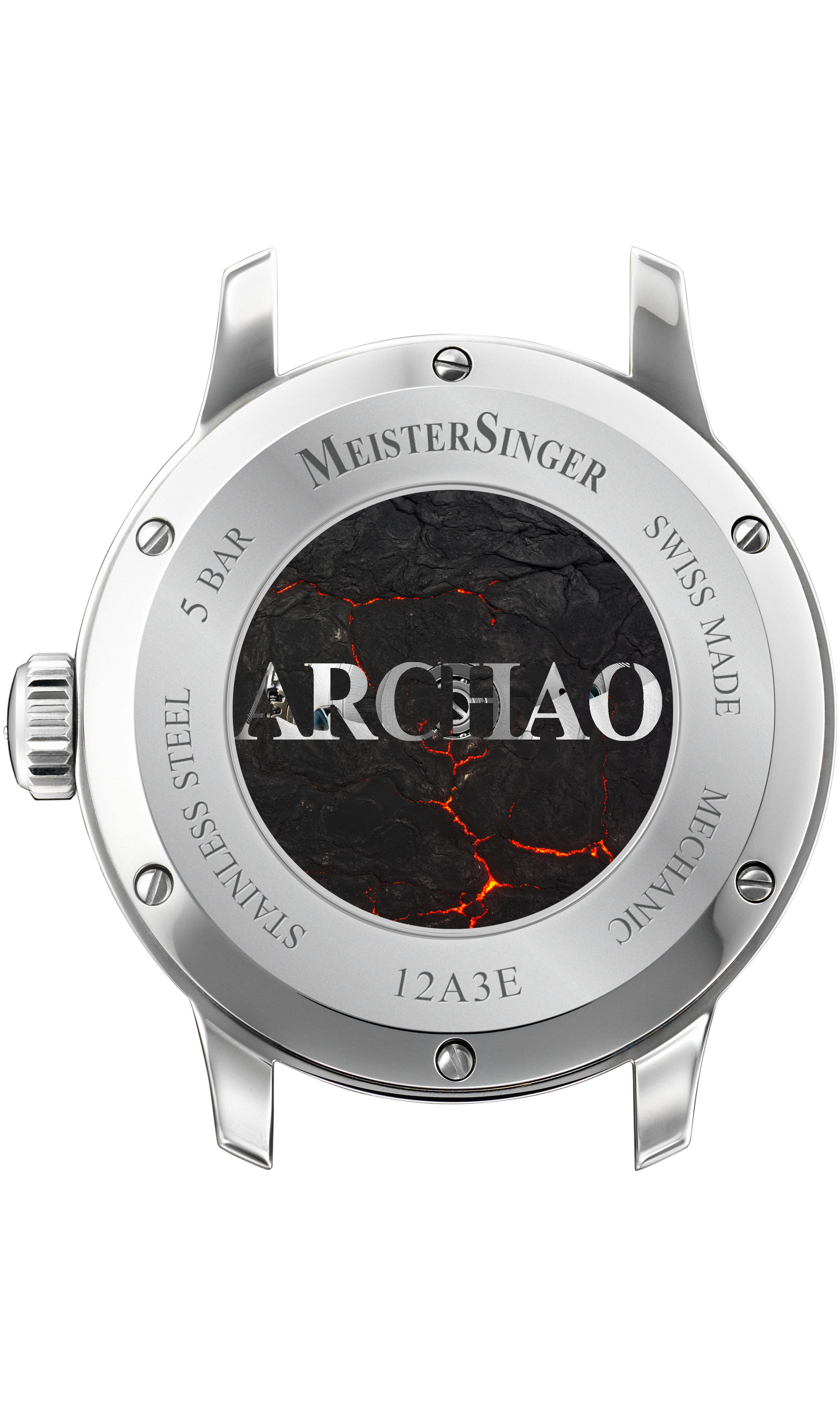Meister Singer Archao DLC, Rot, Automatikwerk, 43mm, Lederband Herrenuhr AR911BL