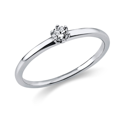 Diamant Schmuck Ring Verlobungsring 6er-Krappe 18 kt, 1 Brill. 0,10 ct