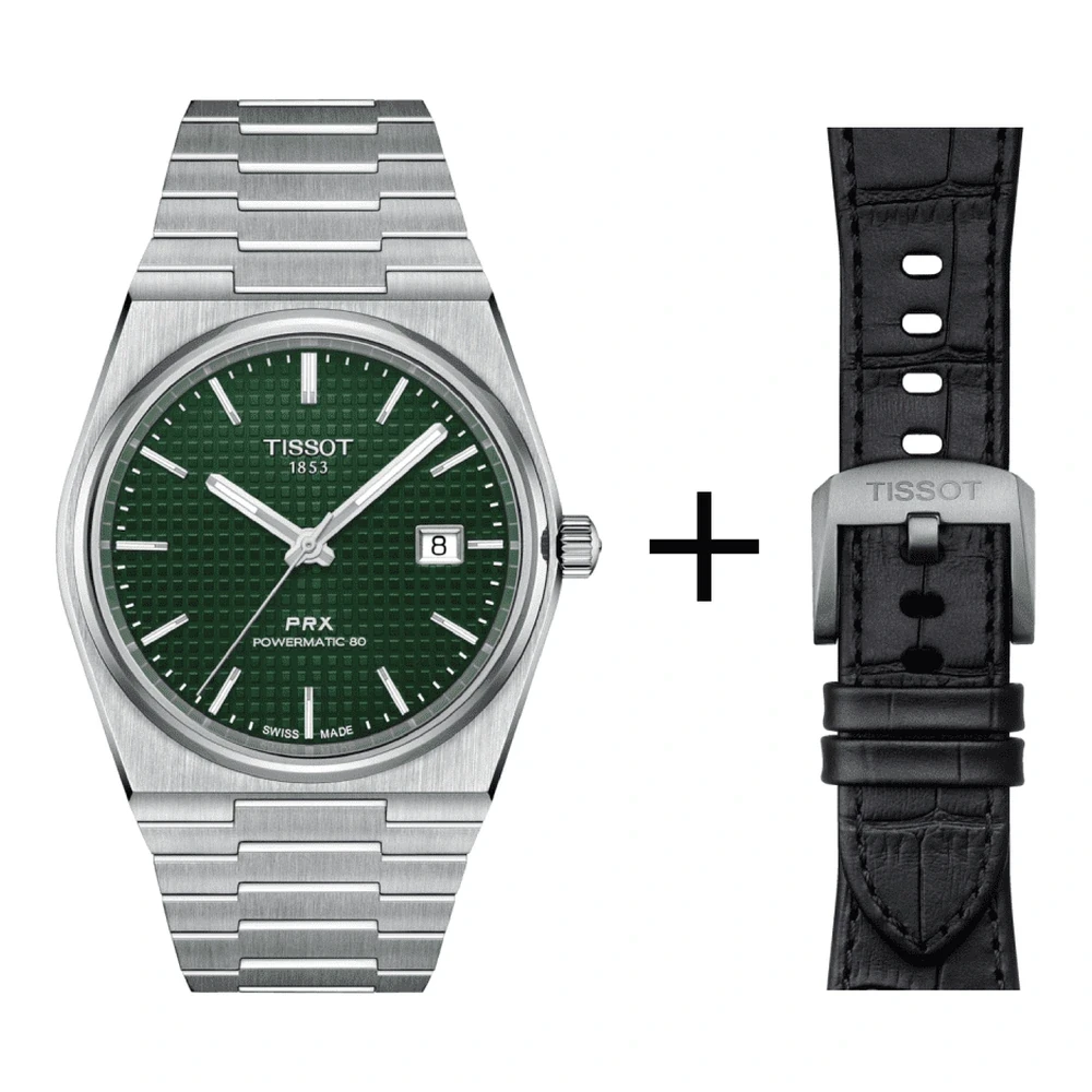Tissot Herrenuhr PRX Powermatic 80, T137.407.11.091.00 Set mit schwarzem Lederarmband