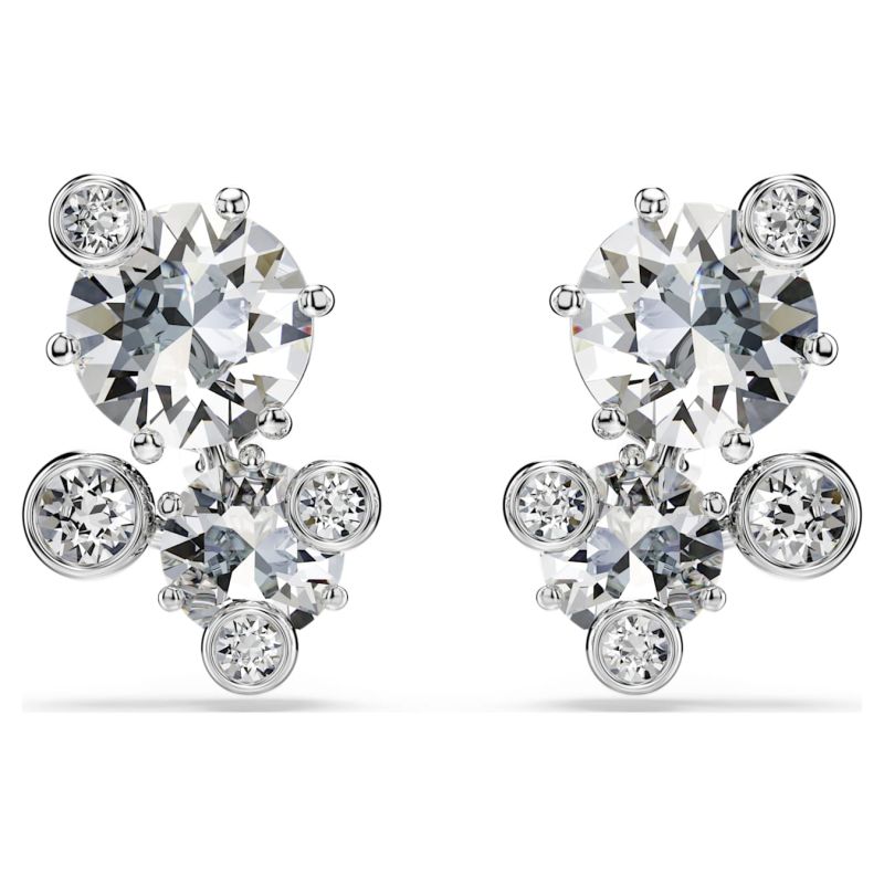 Swarovski Constella Ohrstecker, Rundschliff, Weiß, Rhodiniert