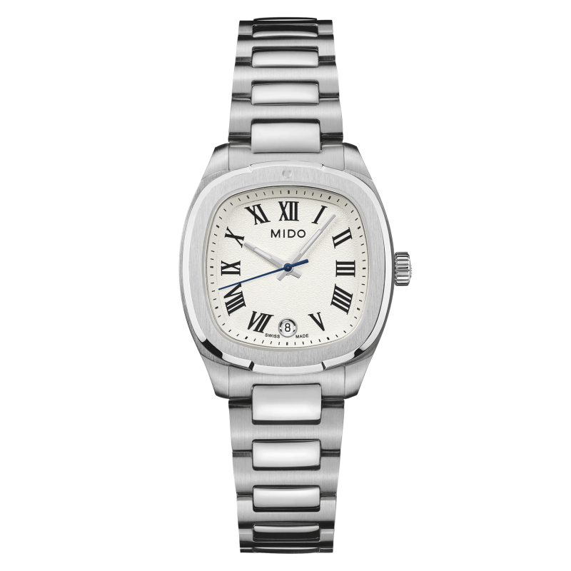 Mido Multifort TV 28 Quartz Elfenbein römische Ziffern Damenuhr M049.110.11.263.00