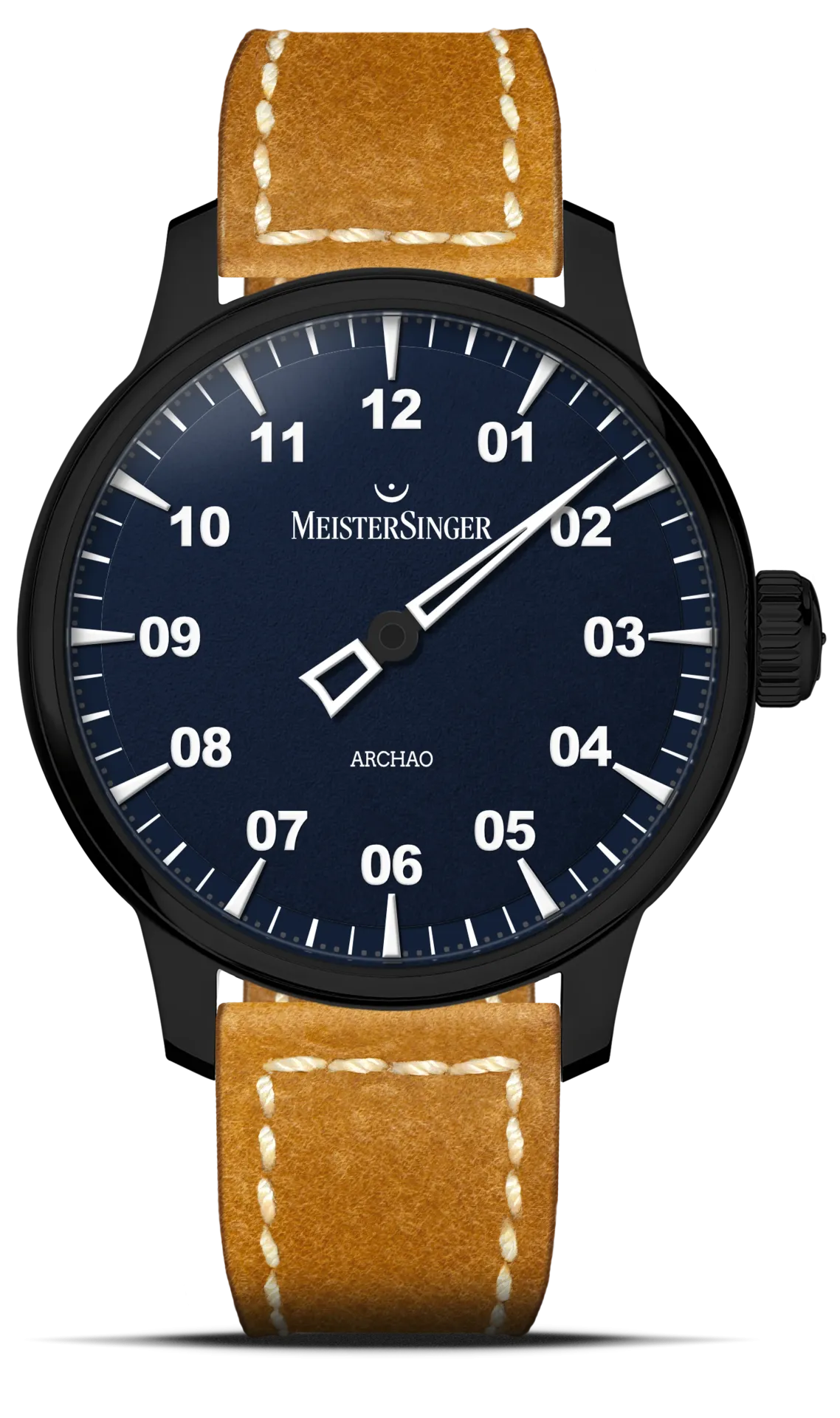 Meister Singer Archao DLC, Blau, Automatikwerk, 43 mm, Lederband Herrenuhr AR908BL