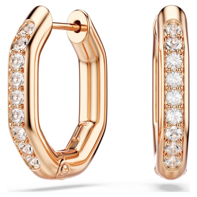 Swarovski  Dextera Kreolen Achteckform, Rundschliff, Klein, Weiß, Roségold-Legierungsschicht
