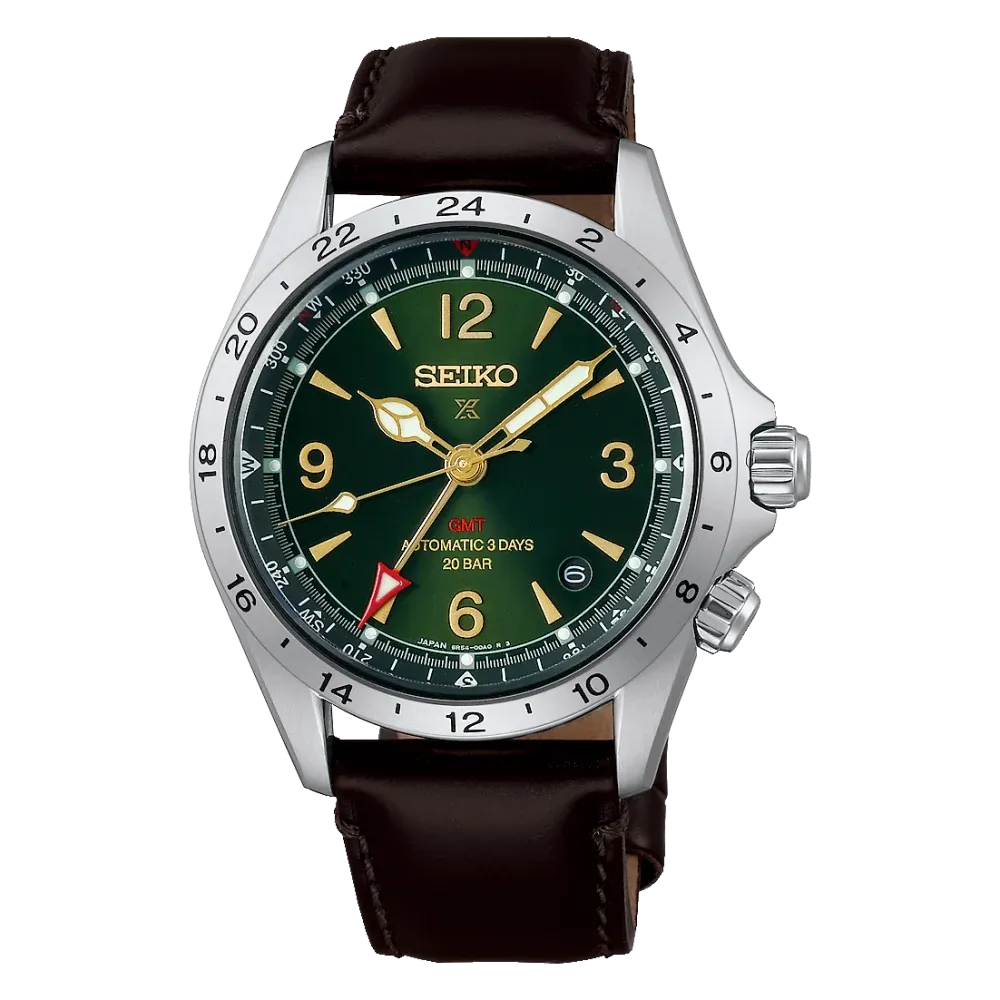 Seiko PROSPEX Automatik GMT 39,5mm Lederband, 72 Stunden Gangreserve Herrenuhr HBC007J1
