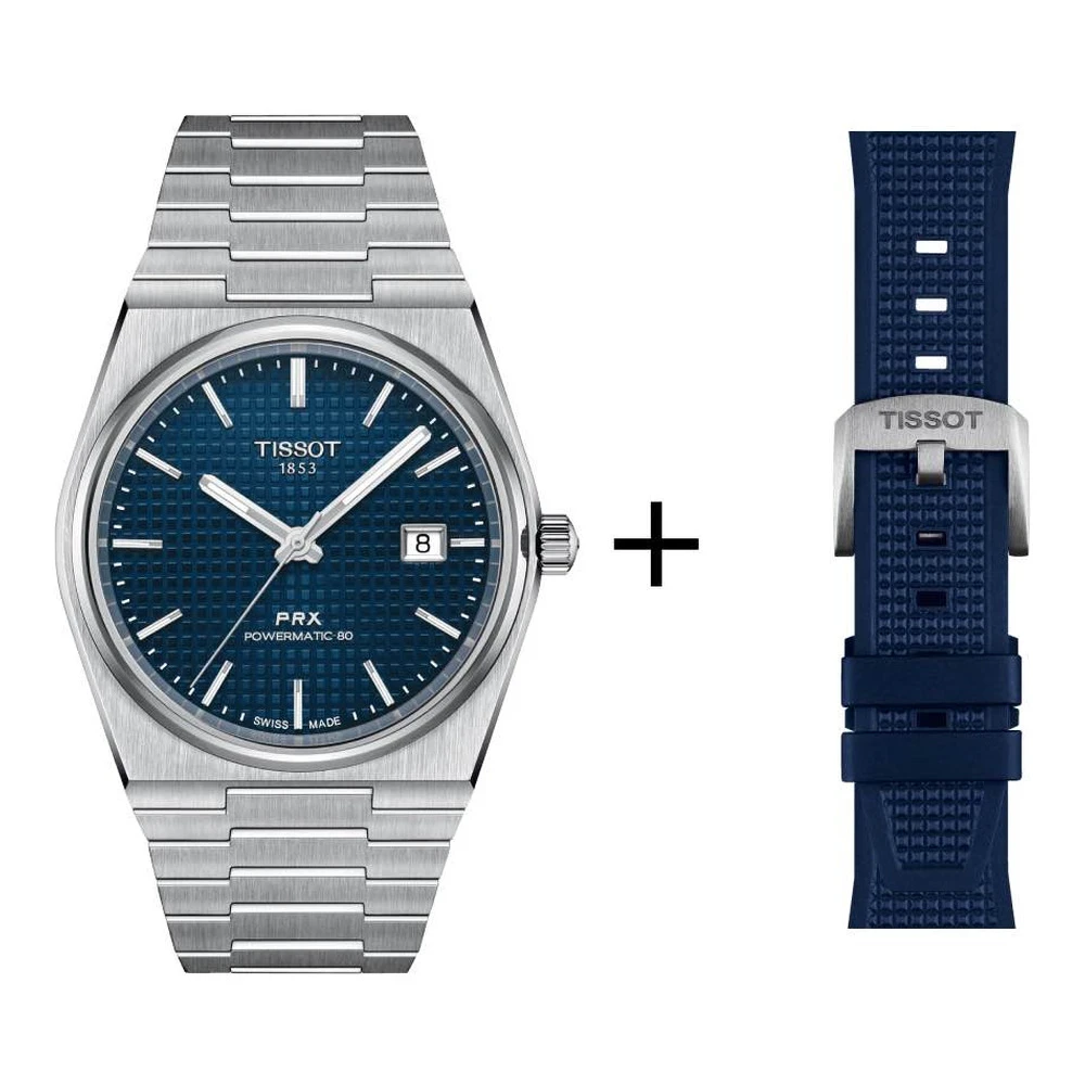 Tissot PRX Herrenuhr blau T137.407.11.041.00 Set mit blauem Kautschukband