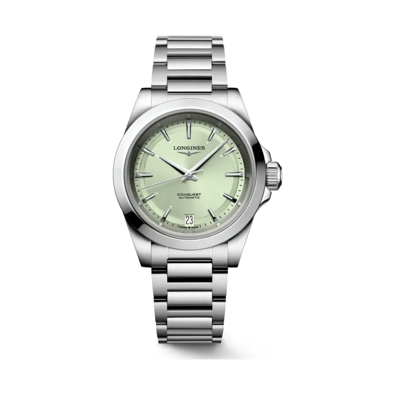 Longines Conquest Grün Edelstahlband 34 mm Damenuhr L3.430.4.02.6