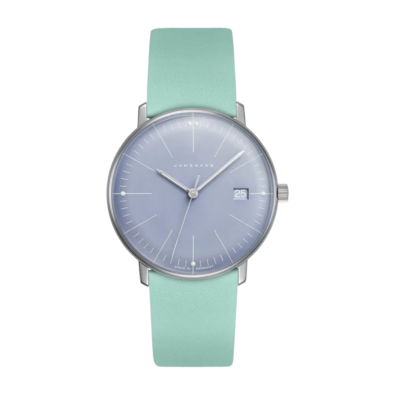 Junghans max bill Damen Türkises Lederband Damenuhr 47/4554.02