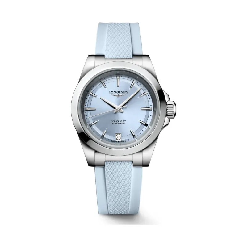 Longines Conquest Blau Kautschukband blau 34 mm Damenuhr L3.430.4.92.9