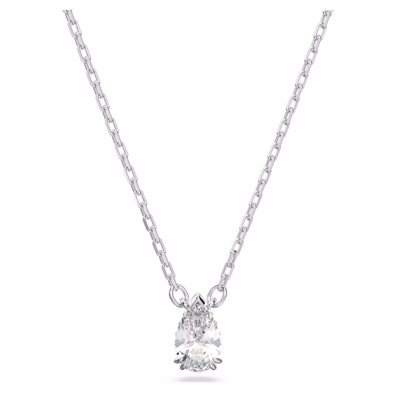 Swarovski  Stilla Anhänger Tropfenschliff, Halskette, Weiß, Rhodiniert