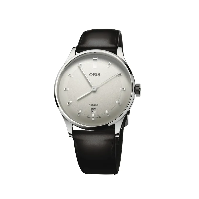 Oris Artelier Date 38mm Automatik Lederband Weiß Herrenuhr 01 733 7810 4051-07 6 20 17FC