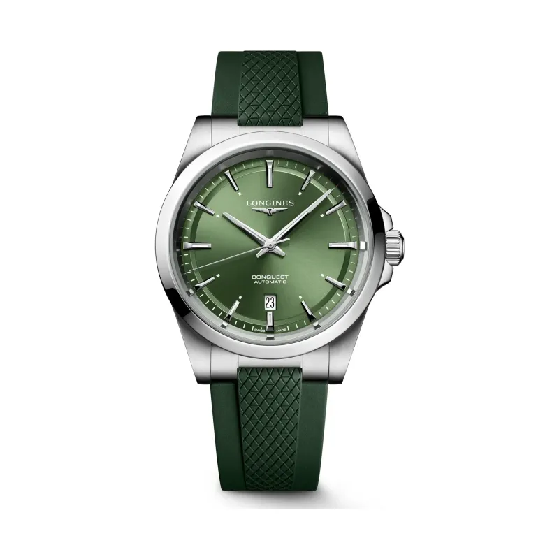 Longines Conquest Grün Kautschukband grün 41 mm Herrenuhr L3.830.4.02.9