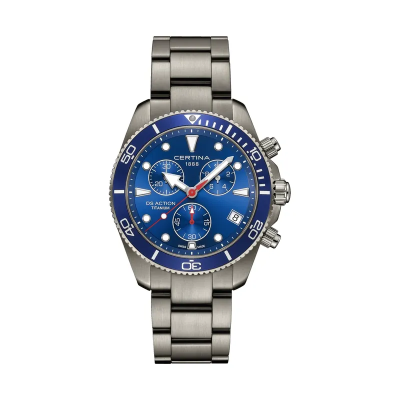 Certina DS Action Chrono, Quarz, Blau, Titan, 42mm Herrenuhr C048.417.44.041.00