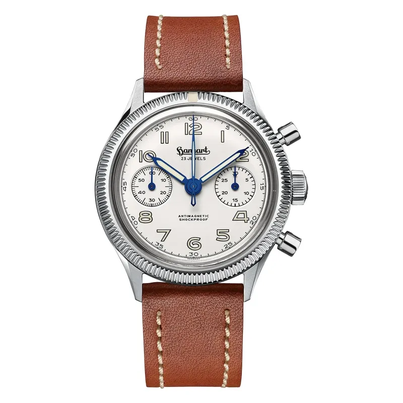 Hanhart 417 ES Moby Dick 39 mm Lederband Hellbraun Herrenuhr H701.202-8210