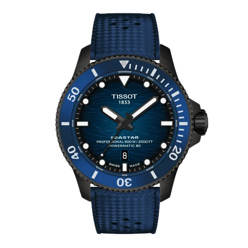 Tissot Seastar 2000 Automatik, 44mm, blaues Zifferblatt, Kautschukband Herrenuhr T120.907.37.041.00