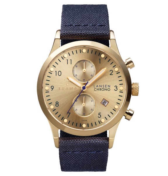 Triwa Gold Lansen Chrono Navy Canvas Classic Armbanduhr TRLCST103CL060713