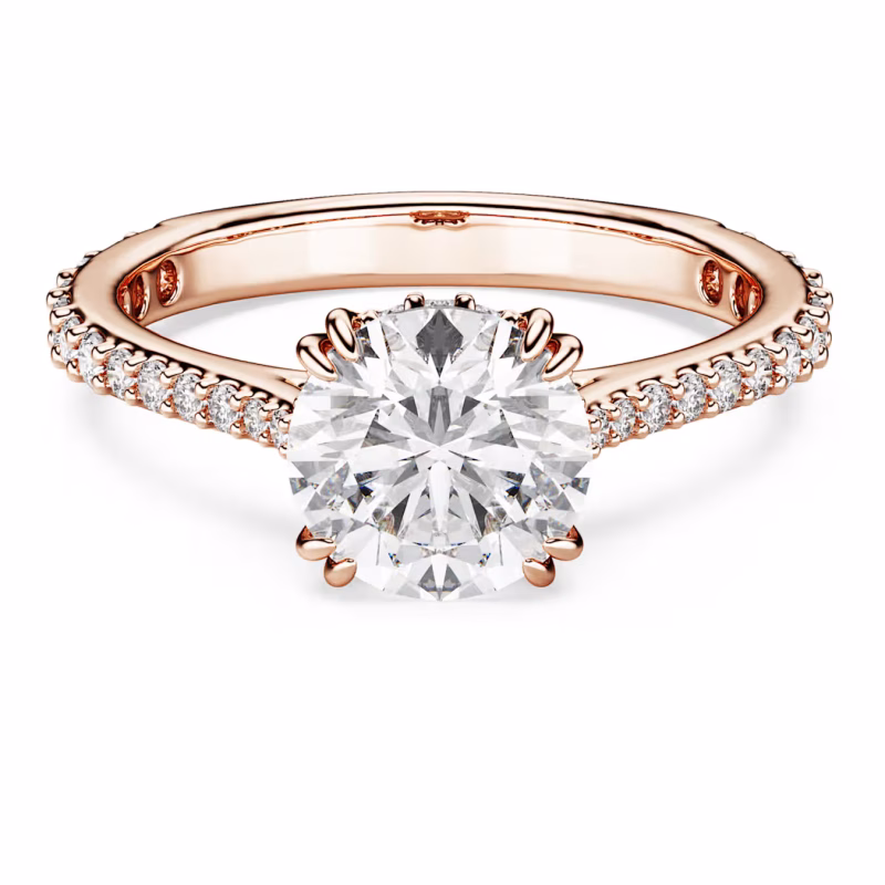 Swarovski  Stilla Cocktailring Rundschliff, Pavé, Weiß, 18k rosévergoldet