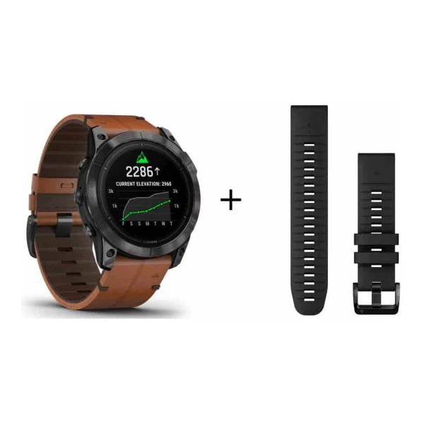 Garmin Epix™ Pro Gen 2 Sapphire 51mm Schwarz/Carbongrau Titan Leder- & Silikonband 010-02804-30