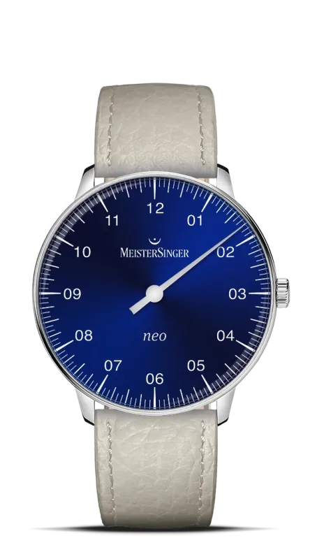 Meister Singer Neo Automatik, Blau, Lederarmband Damenuhr NES908