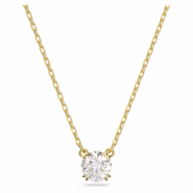 Swarovski  Stilla Anhänger Rundschliff, Weiß, 18k vergoldet