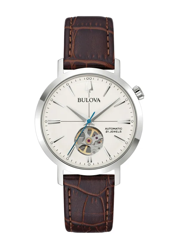 Bulova Aerojet Automatik 42 Stunden Gangreserve, Lederarmband Herrenuhr 96A318