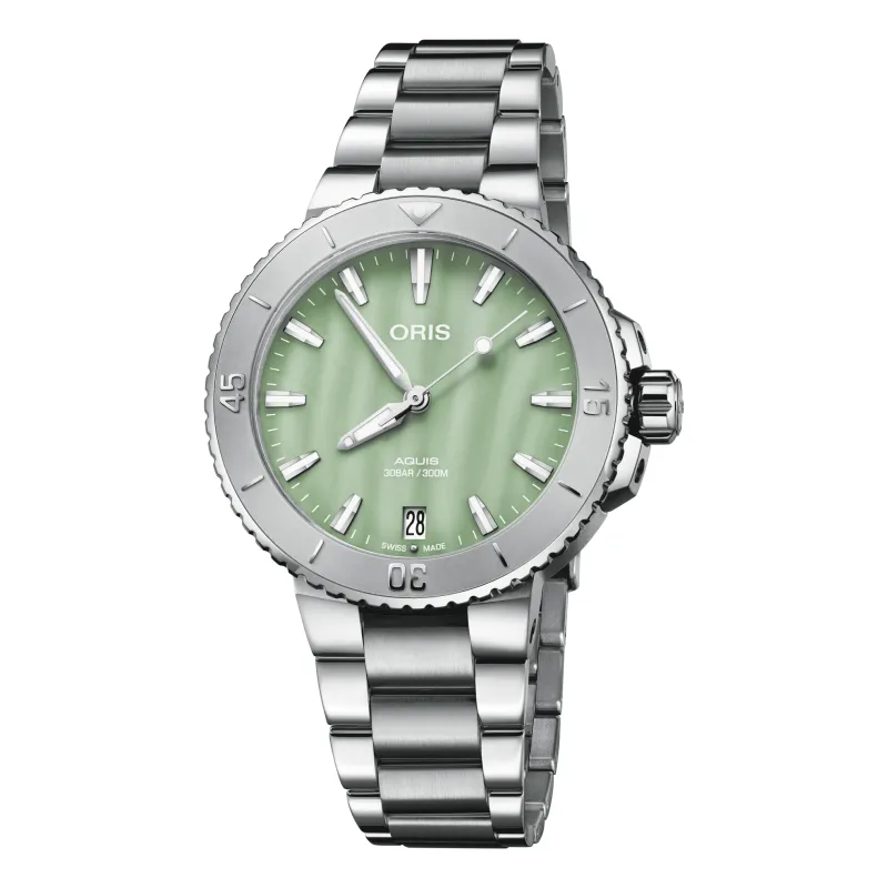 Oris Aquis Date 36,5mm Grün Perlmutt Damenuhr 01 733 7770 4157-07 8 18 05P