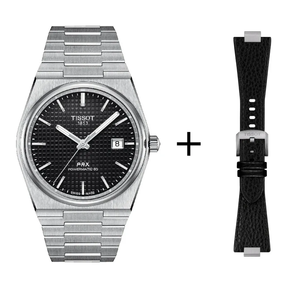 Tissot PRX Herrenuhr T137.407.11.051.00 Set mit schwarzen Lederband 