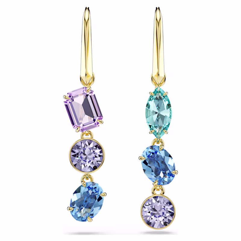Swarovski  Gema Drop-Ohrhänger Asymmetrisches Design, Verschiedene Schliffe, Mehrfarbig