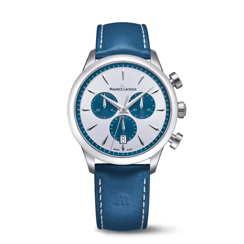 Maurice Lacroix 1975 Quartz Chronograph Silber/Blau 40MM Herrenuhr 751038-SS001-131-4