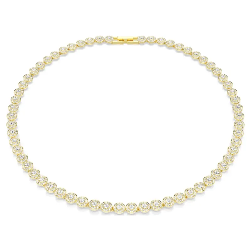 Swarovski  Una Angelic Halskette Rundschliff, Klein, Weiß, Goldlegierungsschicht