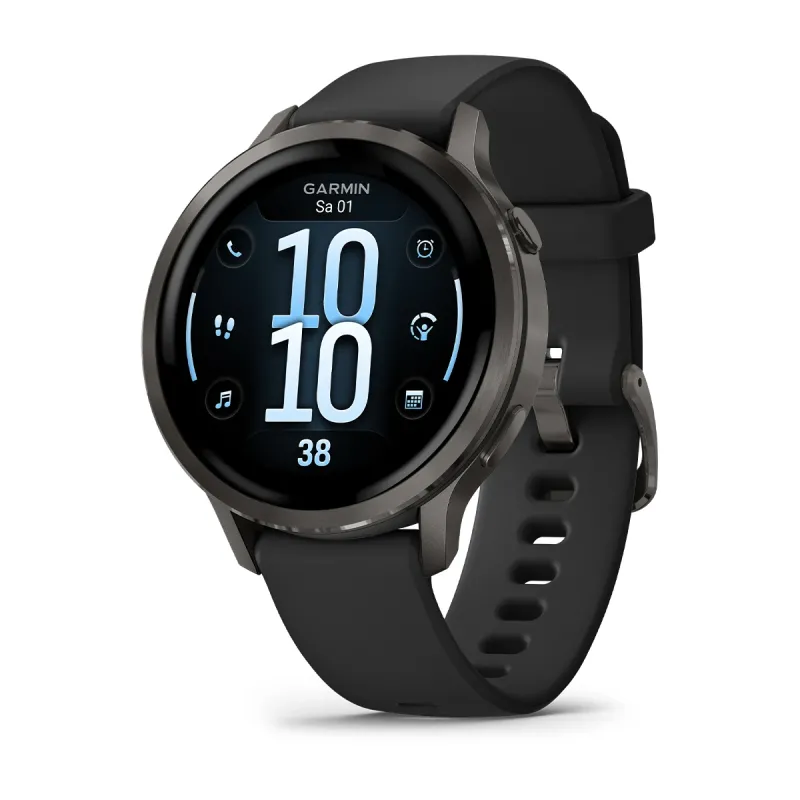 Garmin Venu® 4 - 41 mm Schwarz/Schiefergrau mit Schnellwechsel-Silikon-Armband 18 mm Unisexuhr 010-03013-02
