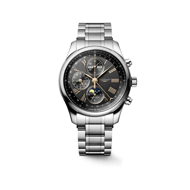 Longines Master Collection Chrono Mondphase Anthrazit Edelstahlband Herrenuhr L2.773.4.61.6