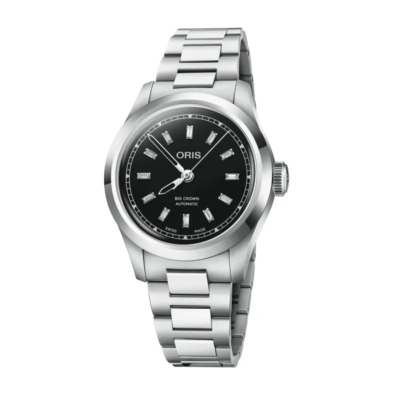 Oris Big Crown Diamonds 34mm Automatik Edelstahl Schwarz Damenuhr 01 531 7797 4094-07 8 17 06