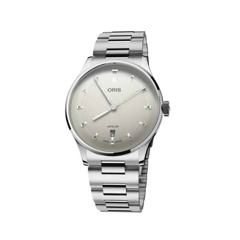 Oris Artelier Date 38mm Automatik Edelstahl Weiß Herrenuhr 01 733 7810 4051-07 8 20 20