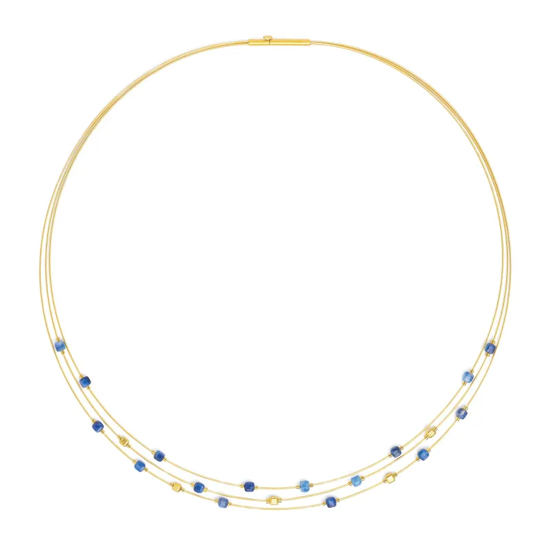 Bernd Wolf Kette Cusceno Designlinie Cubes, Kyanit, 24-Karat-goldplattiert