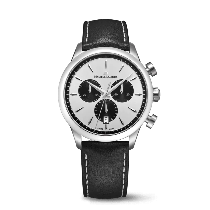 Maurice Lacroix 1975 Quartz Chronograph Silber/Schwarz 40MM Herrenuhr 751038-SS001-130-2