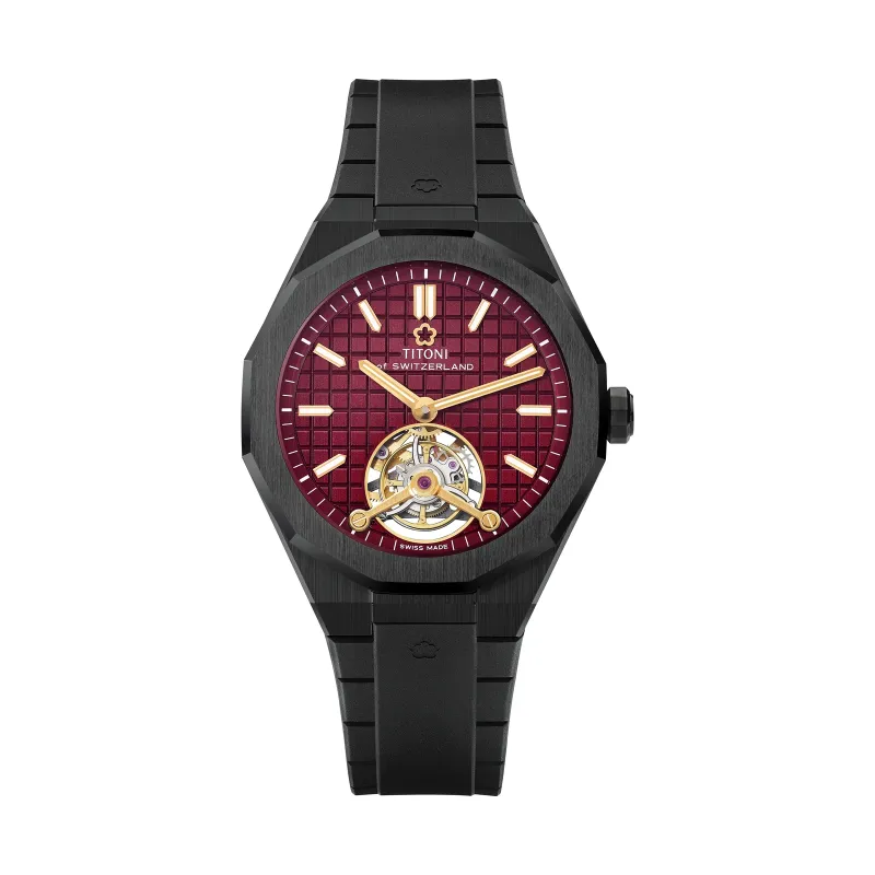 Titoni Impetus CeramTech Tourbillon Burgunderrot Herrenuhr 1000 Z-R-742