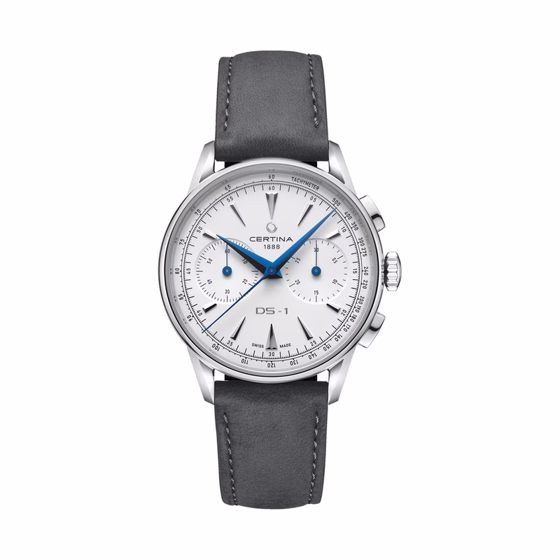 Certina DS-1 Chrono Auto, Automatik, Weiß, Lederband Herrenuhr C029.462.16.011.00