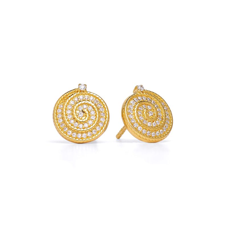 Bernd Wolf Stecker Spiralbi Designlinie Maritim, 24-Karat-goldplattiert, Zirkonia