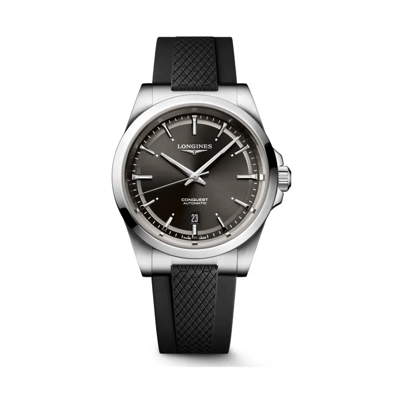 Longines Conquest Schwarz Kautschukband schwarz 41 mm Herrenuhr L3.830.4.52.9