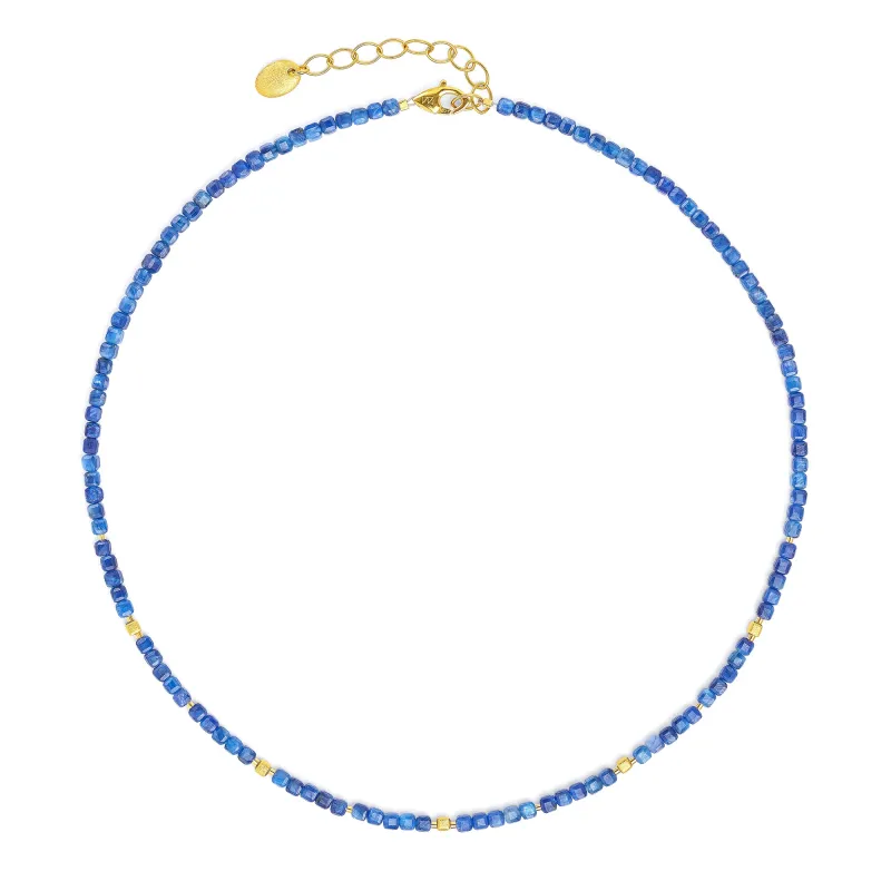 Bernd Wolf Kette Cuseno Designlinie Cubes, Kyanit, Blau /Gold