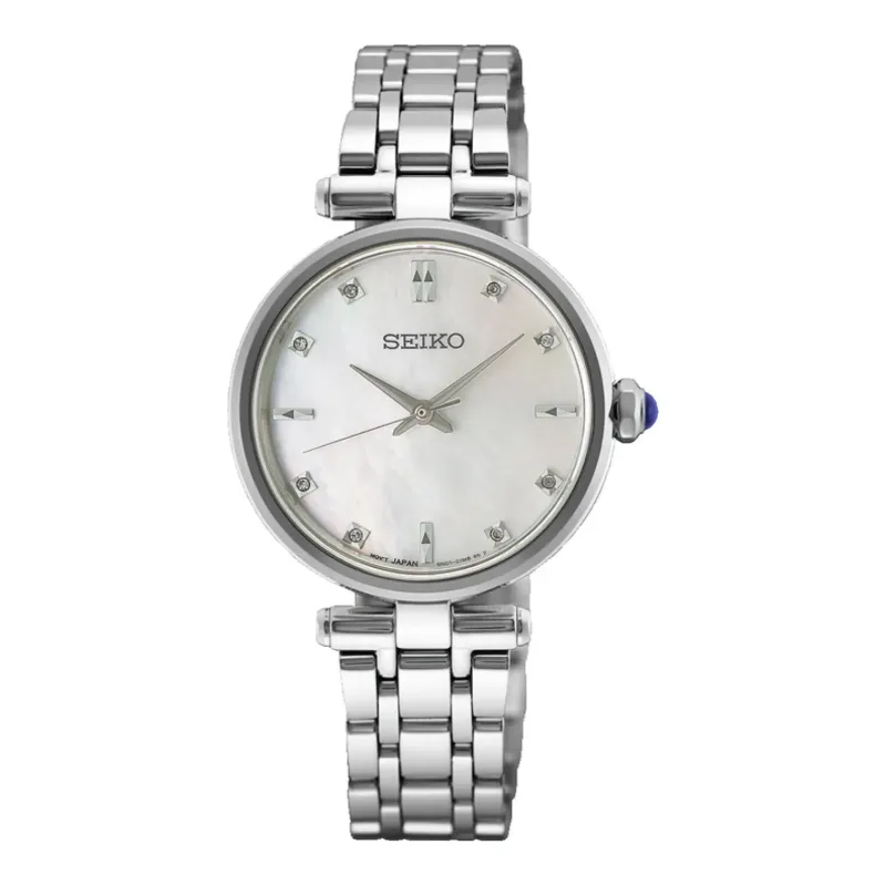 Seiko Classic Perlmutt Quarz 29 mm Edelstahl Damenuhr HGH005P1