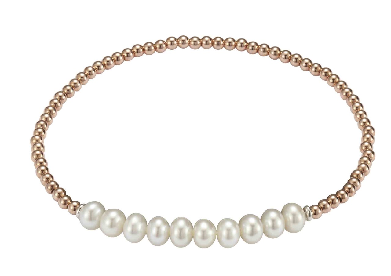 Adriana Kugelarmband Silber rose verg. mit mehreren Süßwasserperlen G6-92
