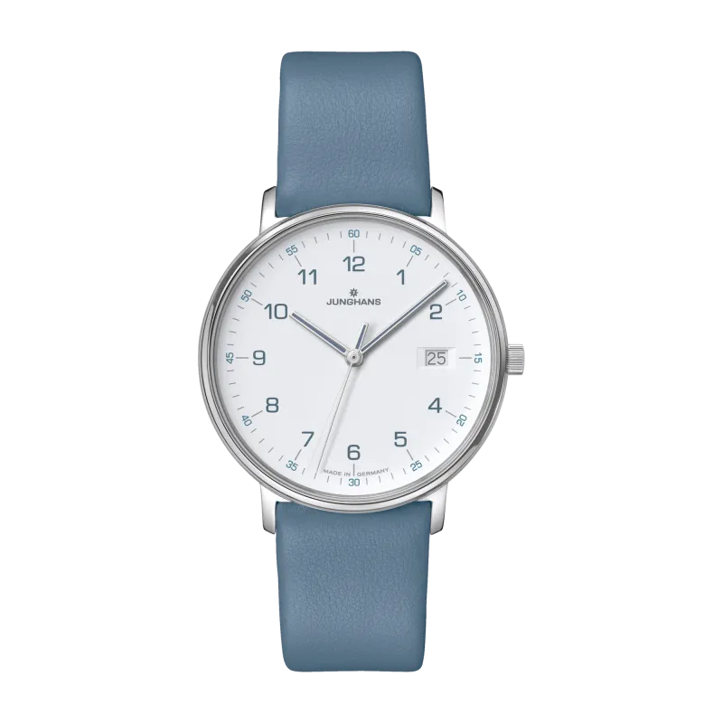 Junghans FORM Damen Quarz Lederband Blau Damenuhr 47/4456.00
