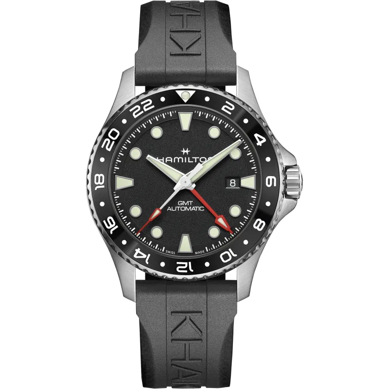 Hamilton KHAKI NAVY SCUBA AUTO GMT Schwarz Kautschukband 43 MM Herrenuhr H82555330