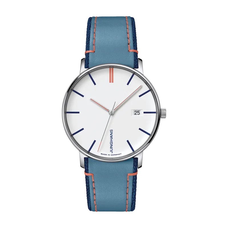 Junghans FORM Quarz Blaues Lederband Damenuhr 41/4481.00